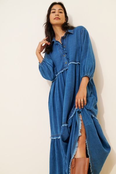 white christmas dresses Tilla Denim Mini Dress - Indigo Blue main image 1