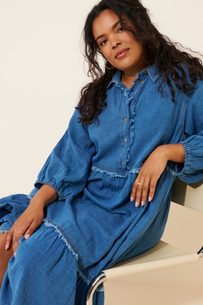 teela denim dress Teela Denim Kangaroo Pocket Dress