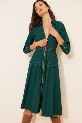 Long-Sleeve Front-Zip Midi Dress | Nuuly