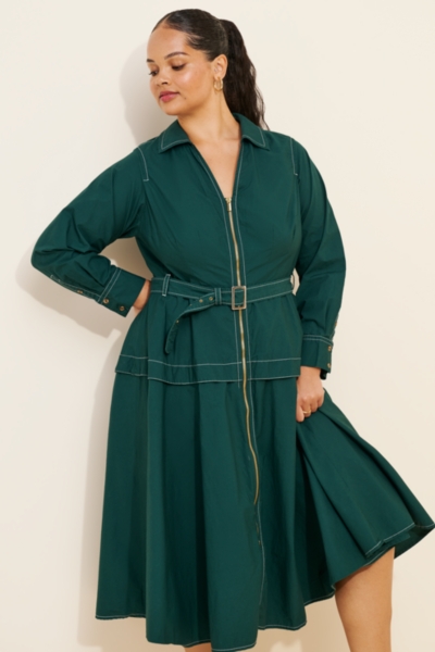 Long-Sleeve Front-Zip Midi Dress | Nuuly