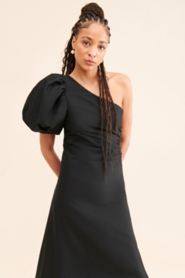 One-Shoulder Puff-Sleeve Dress