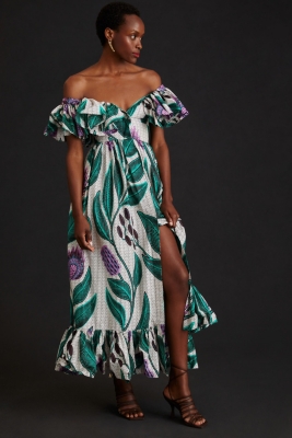 Off the shoulder tropical maxi dress hotsell