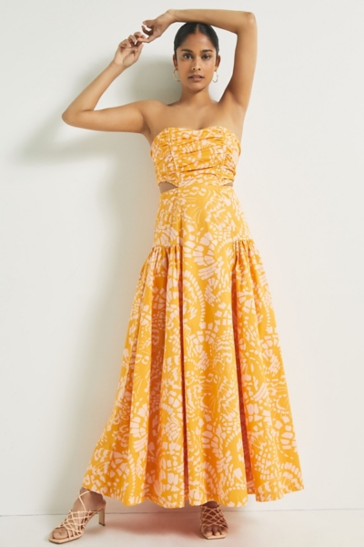 knee length dresses for ladies Braelyn Yellow Strapless Maxi Dress - US 8 main image 1