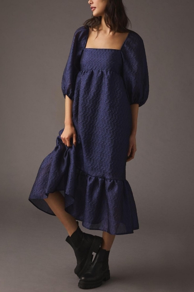 Textured Puff-Sleeve Dress | Nuuly