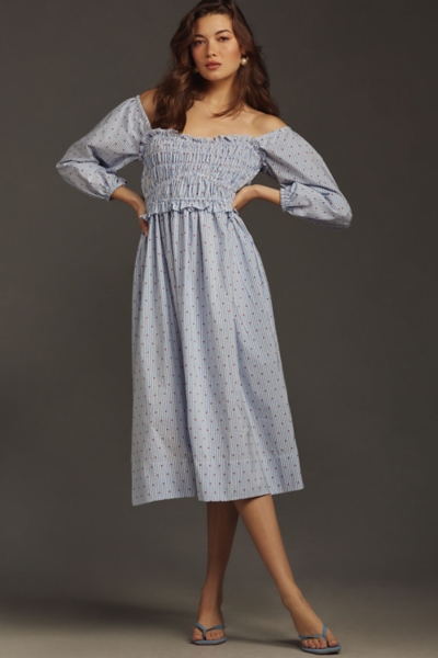 knee length dresses for ladies Plus Size Smocked and Flowy Midi Dress – 2020AVE main image 1