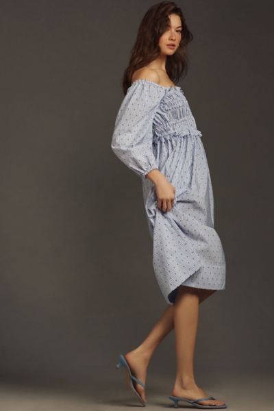 blue dress for baby girl Nora Strapless Smocked Midi Dress – South Moon Under