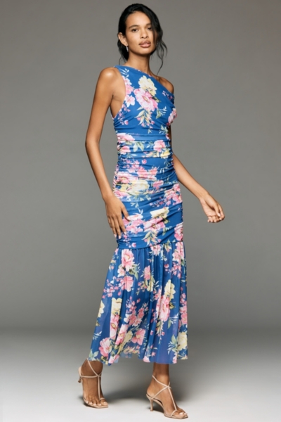 Off The Shoulder Printed Mesh Maxi Dress | Nuuly