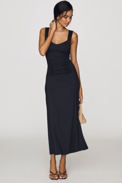 maeve square neck maxi dress Square-Neck Ruched Knit Maxi Dress