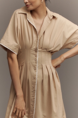 The Tobie Button-Front Pleated Shirt Dress
