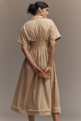The Tobie Button-Front Pleated Shirt Dress