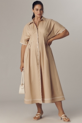 The Tobie Button-Front Pleated Shirt Dress