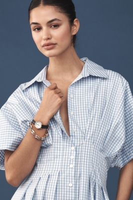 The Tobie Button-Front Pleated Shirt Dress