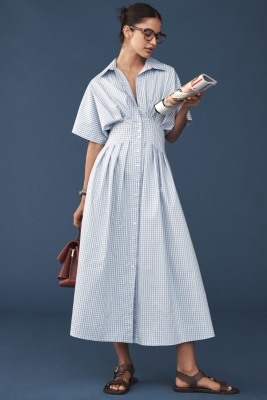 The Tobie Button-Front Pleated Shirt Dress