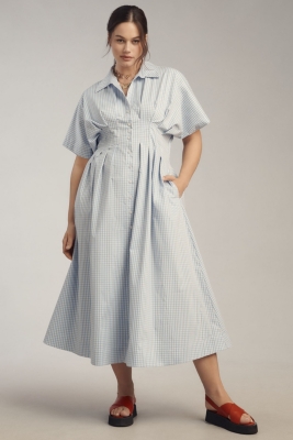 The Tobie Button-Front Pleated Shirt Dress