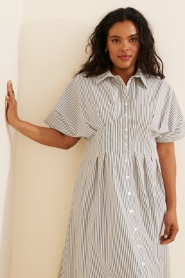 Tobie Button-Front Pleated Midi Shirt Dress | Nuuly