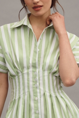 The Tobie Button-Front Pleated Mini Shirtdress