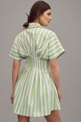 The Tobie Button-Front Pleated Mini Shirtdress