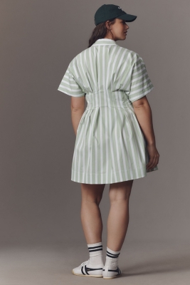 The Tobie Button-Front Pleated Mini Shirtdress