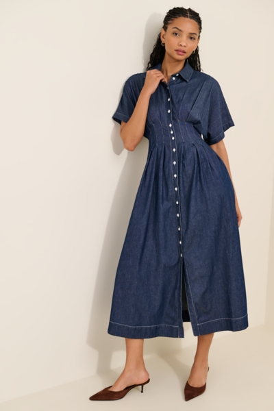 toast denim tunic dress The Tobie Button-Front Pleated Shirt Dress: fit indigo denim shirt Color:PINE OLIVE toast denim dress ldfall25 Miami Dress Code |