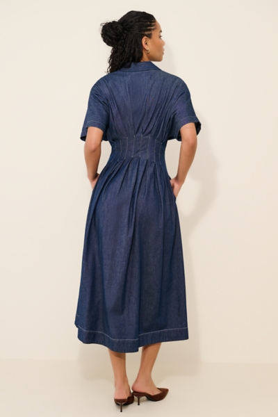 tobi denim dress The Tobie Button-Front Pleated Shirt Dress: Brown Choose Chest Size for Coat (Inches):38 sleeveless formal gown Navy Blue long sleeve