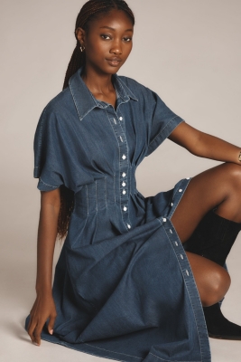 Button Down Dress The Tobie Button-Front Pleated Shirt Dress