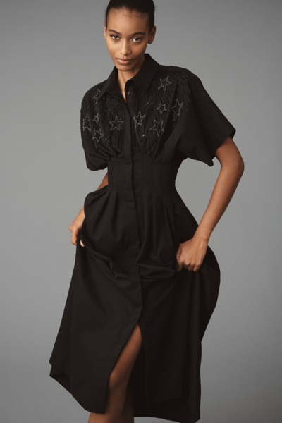 The Tobie Button-Front Pleated Shirt Dress: Embell | Nuuly