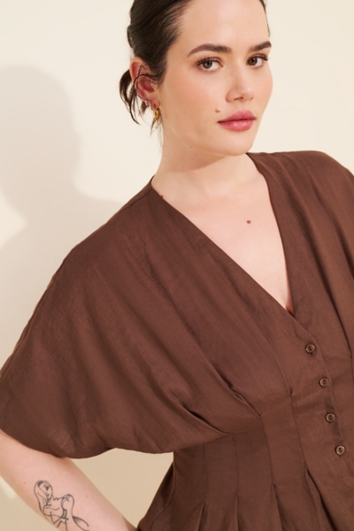 sincerely jules brown satin dress Long Sleeve Satin Slip Dress in Chestnut Brown – Hijabglamour main image 0