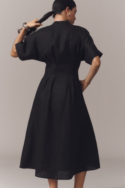 The Tobie Button-Front Pleated Shirt Dress: Linen | Nuuly