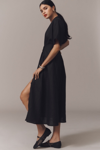 The Tobie Button-Front Pleated Shirt Dress: Linen | Nuuly