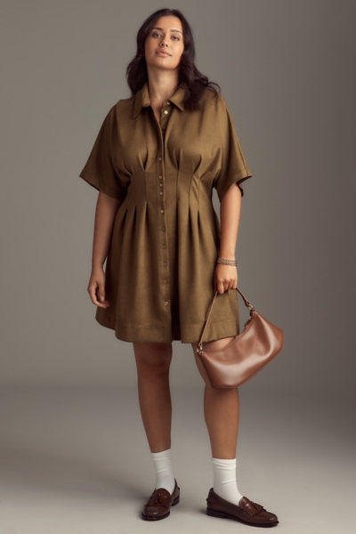 The Tobie Vegan-Suede Mini Shirt Dress | Nuuly