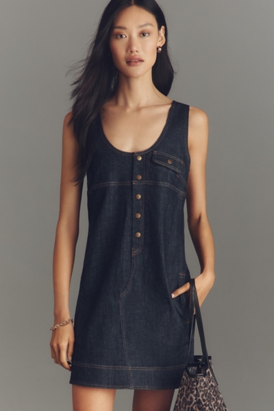 white christmas dresses Wrangler Retro® Ladies Punchy Black Snap Button Denim Dress 112356662 main image 1
