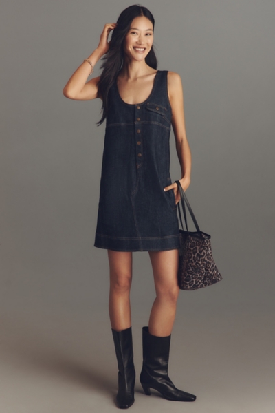 Denim Snap-Front Mini Dress | Nuuly