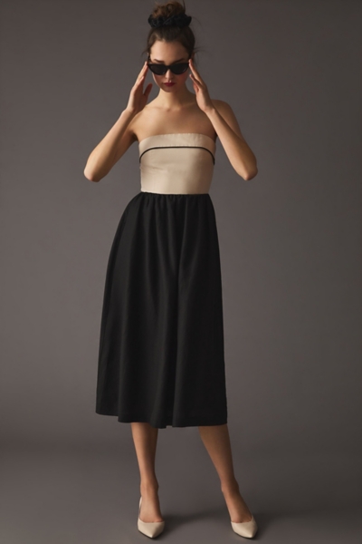 black strapless linen dress MILLE Isla Dress in Black Linen XXS main image 0