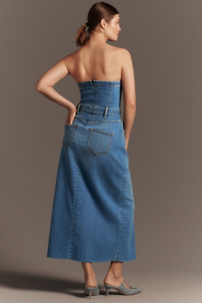 white christmas dresses Vintage Slit Denim Slip Dress main image 1