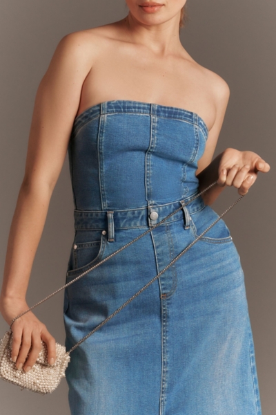 white christmas dresses Chain & Slit Denim Dress