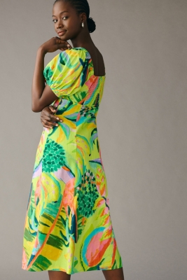 Printed Puff-Sleeve Dress