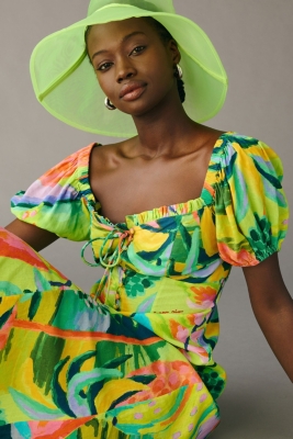 Printed Puff-Sleeve Dress