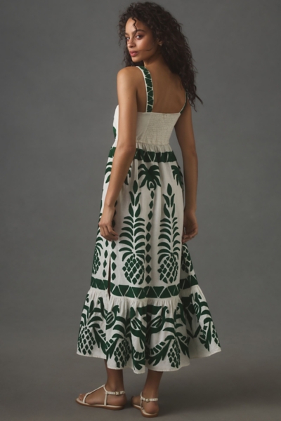 Sleeveless Embroidered Patchwork Midi Dress | Nuuly