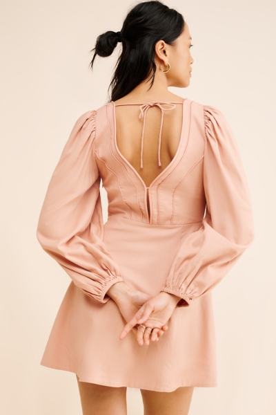 strapless open back dress PINK ROSE Cut Out Long Sleeve Maxi Dress main image 1