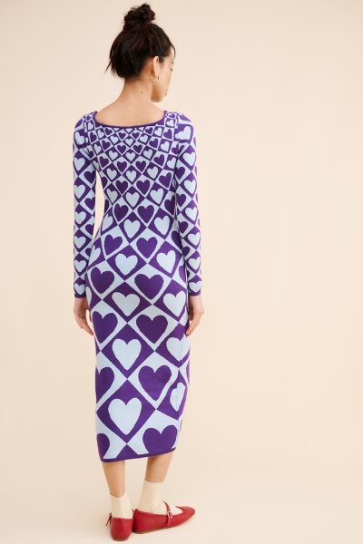 Geo Heart Long-Sleeve Midi Sweater Dress | Nuuly