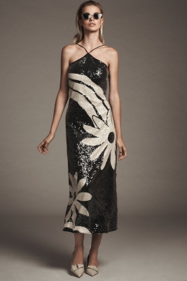 Halter Sequin Column Midi Dress | Nuuly