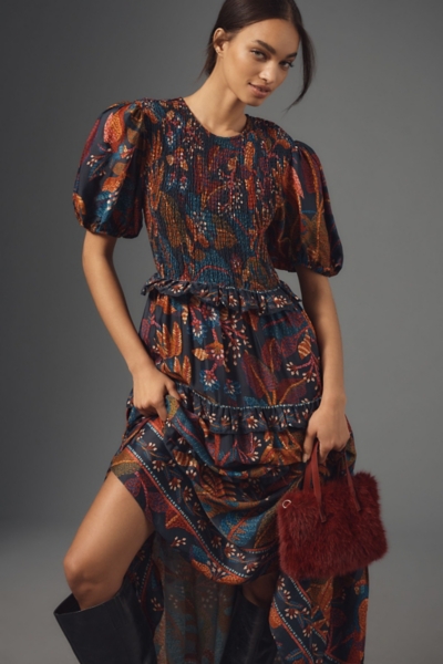 knee length dresses for ladies ROSSETTI V NECK SHORT FLUTTER SLEEVE WRAP MAXI DRESS