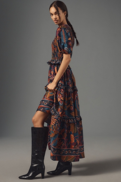 Short-Sleeve Crew-Neck Tiered A-Line Maxi Dress | Nuuly