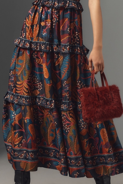 Short-Sleeve Crew-Neck Tiered A-Line Maxi Dress