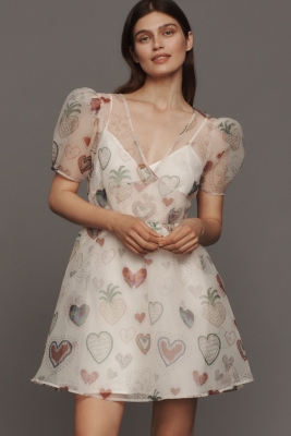 Semi-Sheer Puff-Sleeve Mini Dress | Nuuly