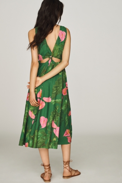 ruffle white midi dress Petal and Pup Women's Annette Puff Sleeve Shirred Midi Dress