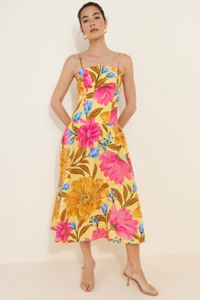 midi cotton dress self-portrait - Green Cotton Flower Midi Dress