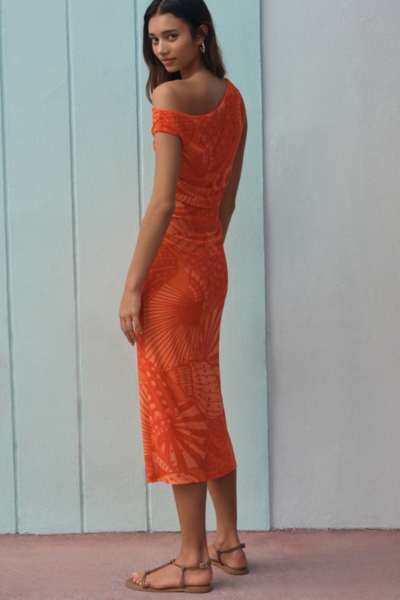 motel terra mesh off-the-shoulder midi dress Metallic Mesh Fold Over Off The Shoulder Ruched Midi Dress