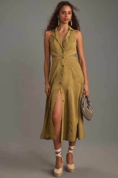 Halter Plunge Midi Dress | Nuuly