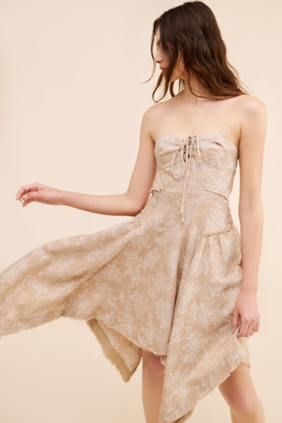 pleated bust corset mini dress in beige Beige Under Bust Corset Bodycon Mini Dress